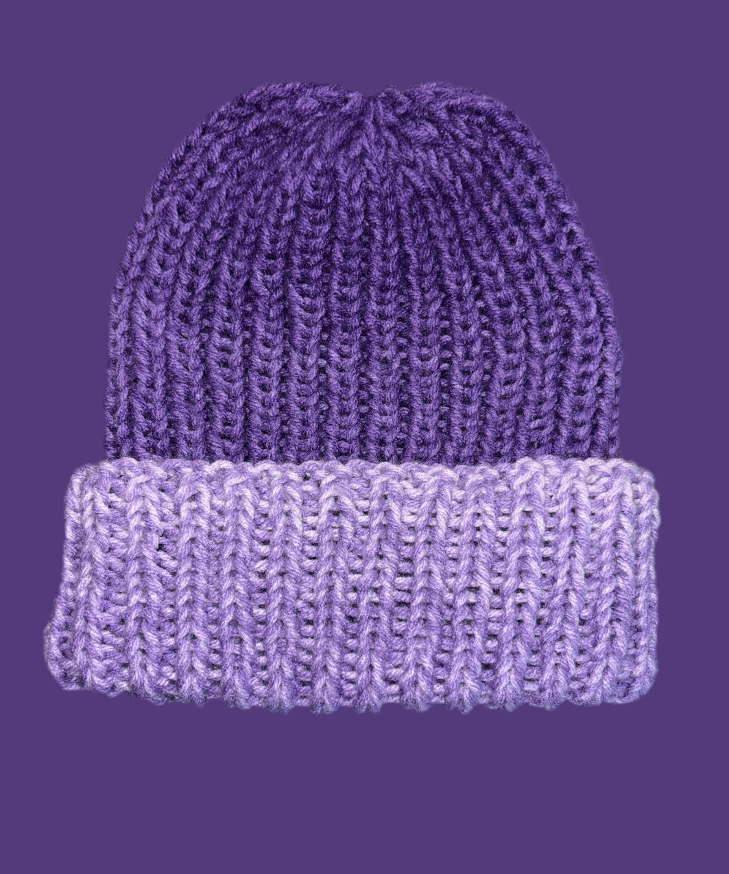 Purple chunky knit beanie