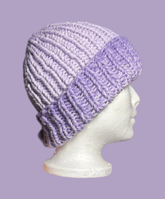 Purple chunky knit beanie