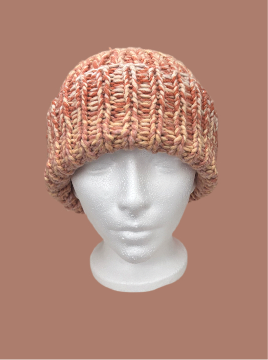 Perfect Peach chunky knit beanie