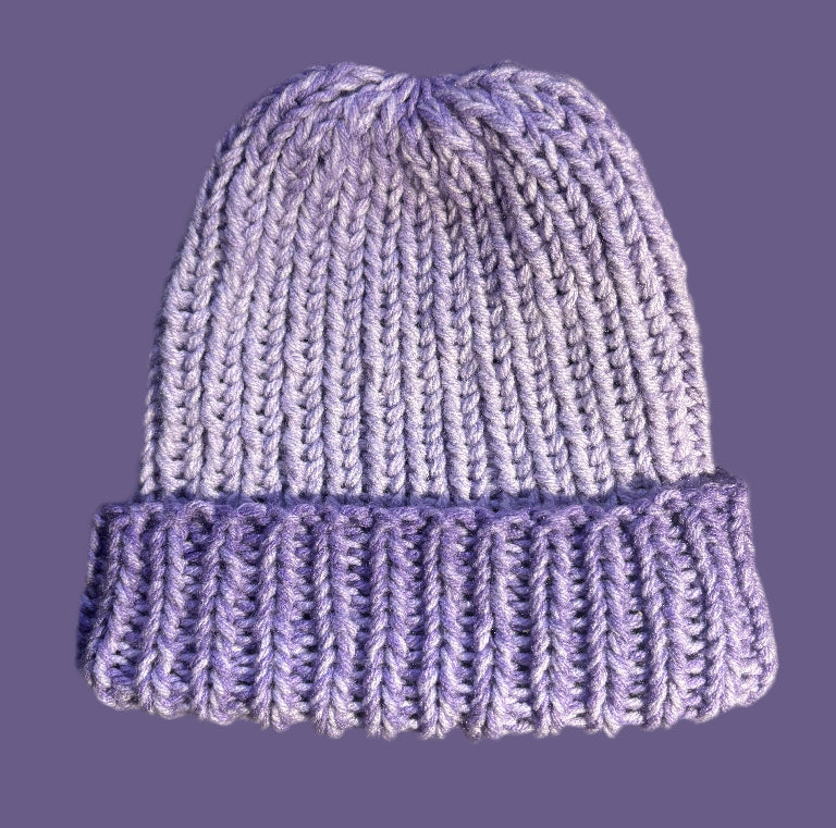 Purple chunky knit beanie
