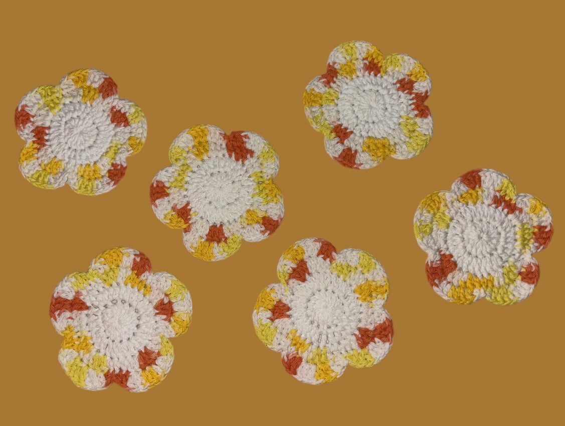 Flower coasters set of 6